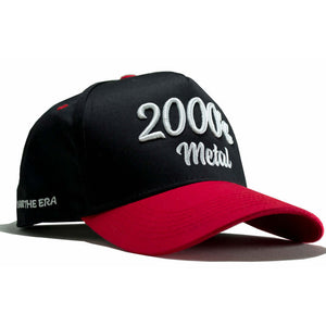 2000s metal hat in black and red with embroidered text, perfect for fans of early-2000s metal music.