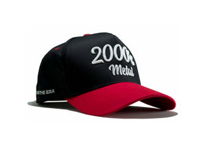 2000s metal hat in black and red with embroidered text, perfect for fans of early-2000s metal music.