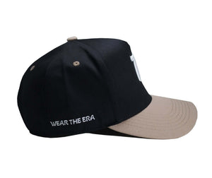 70s Rock Hat The Zeppelin Black/ Brown side view with 3D embroidery and 'WEAR THE ERA' slogan.