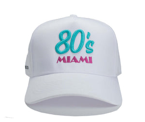 80s Miami hat white retro 3D embroidered colorful detail by Retro Lids