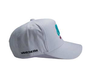 80s Miami hat white side view retro snapback with side wear the era by Retro Lids