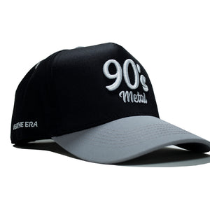 90s Metal Hat snapback  featuring bold 3D embroidered design. Retro Lids hat inspired by the heavy, gritty sound of 90s metal