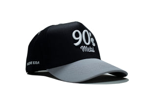 90s Metal Hat snapback  featuring bold 3D embroidered design. Retro Lids hat inspired by the heavy, gritty sound of 90s metal
